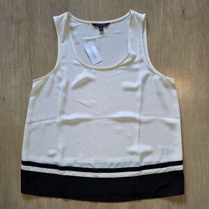 Banana Republic Sleeveless Creme and Black Colorblock Blouse Medium
